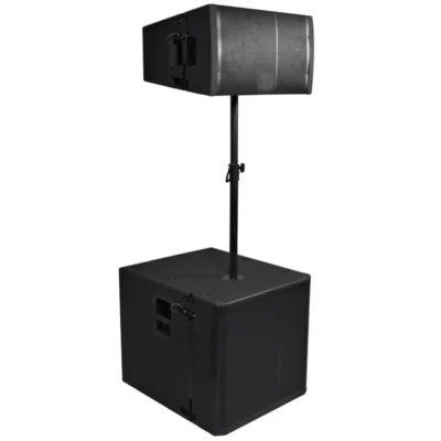 Powered 18 Inch Line Array Subwoofer, Powered 12 Inch Line Array Speaker and Mounting Pole